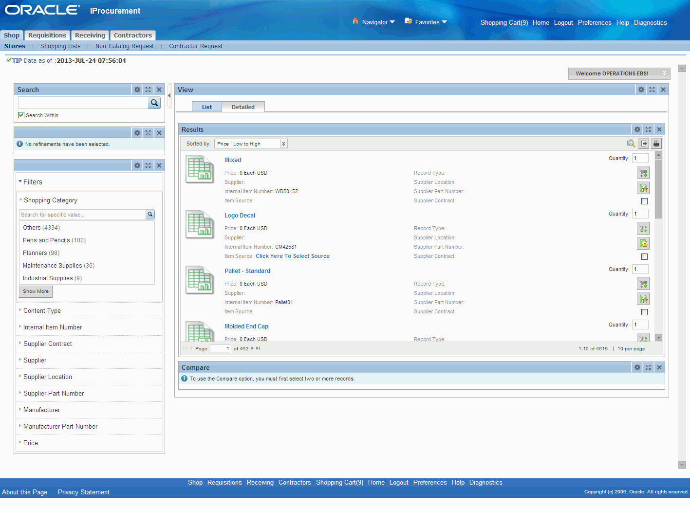 EBS Endeca iProcurement Search UI